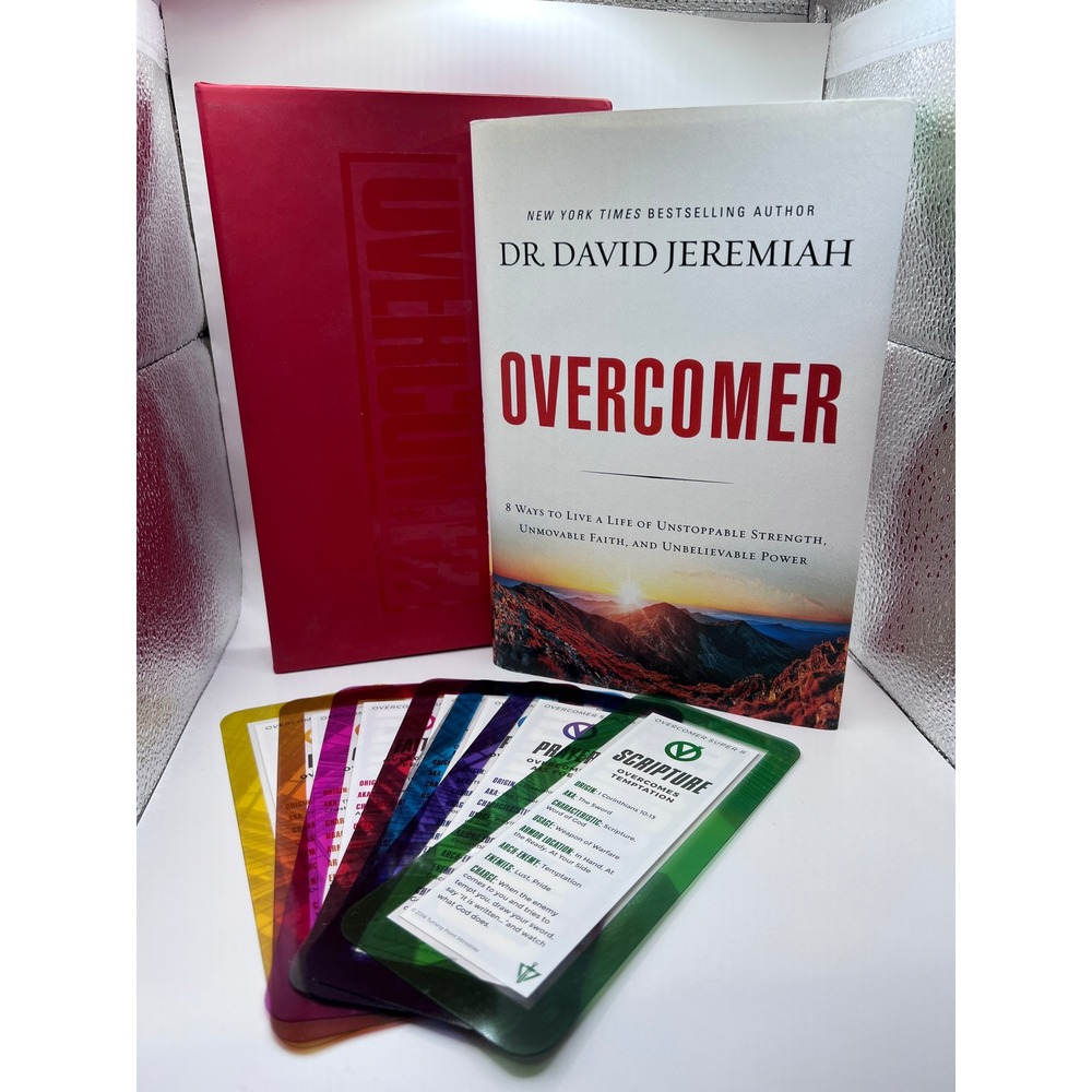 Dr. David Jeremiah Overcomer Hardcover Signed Excellent Scripture Cards Red